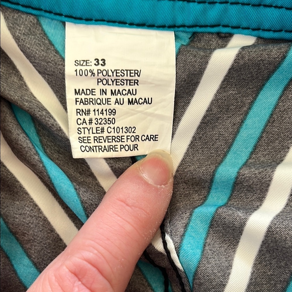 Quiksilver Black White and Blue Teal Striped Boardshorts - Picture 5 of 8